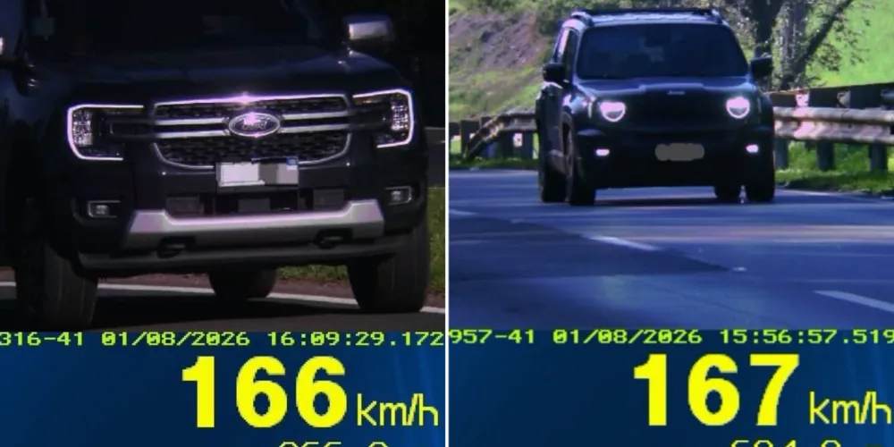 As maiores velocidades registradas foram 166 e 167 km/h