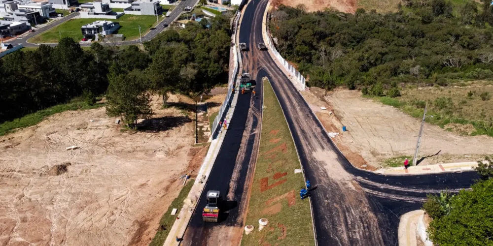 Imagem aérea do estágio da obra