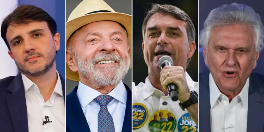 Renan Santos, Lula, Flávio Bolsonaro e Ronaldo Caiado