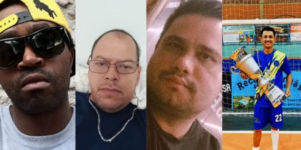Entre as vítimas estavam Tiago Augusto da Costa, de 44 anos; Wesley Roberto da Luz, de 39; Agnaldo Barbosa Pinto, de 57; e Elcio Rodrigues do Amaral, de 29 anos