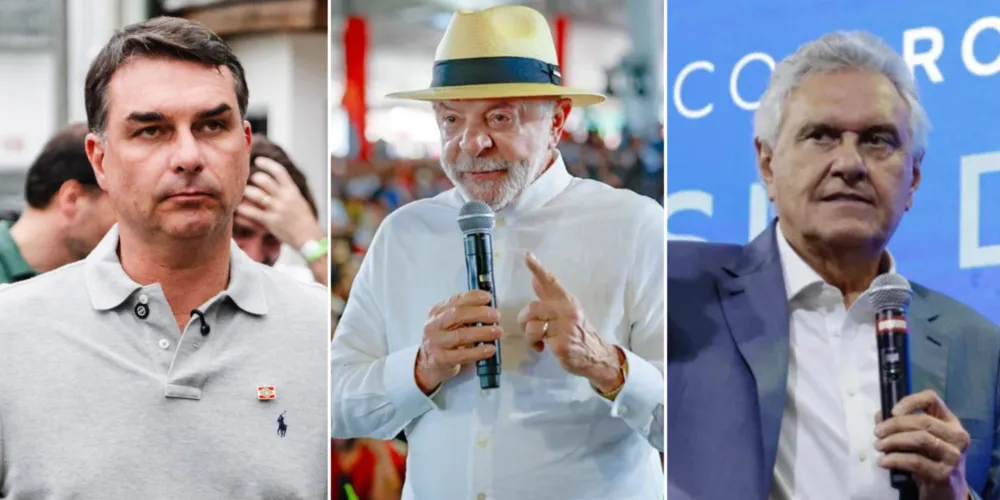 Flávio Bolsonaro, Luiz Inácio Lula da Silva e Ronaldo Caiado lideram as intenções de voto no Paraná