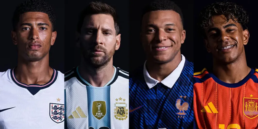 Jude Bellingham, Lionel Messi, Kylian Mbappé e Lamine Yamal