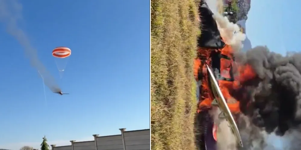 A aeronave teria pegado fogo antes de cair em uma área de mata