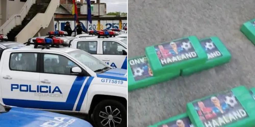 Polícia do Equador encontrou Haaland em um lugar inesperado: impressa em embalagens retangulares verdes que compunham um impressionante carregamento de cocaína