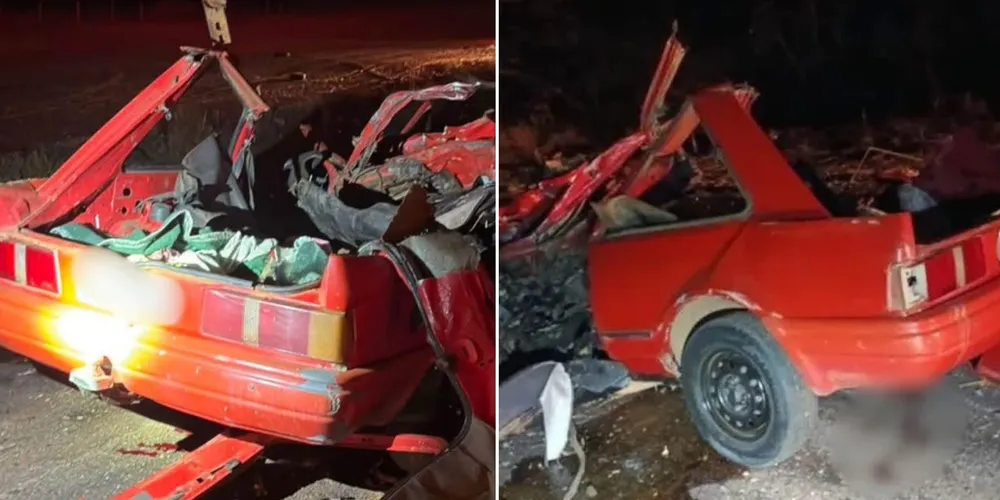 Veículo após acidente ocorrido na GO-139, no sudeste de Goiás