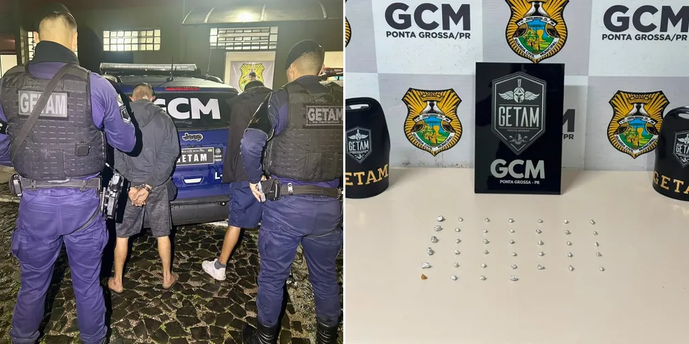 Durante as buscas, os agentes localizaram dois homens com características compatíveis com as informadas e realizaram a abordagem