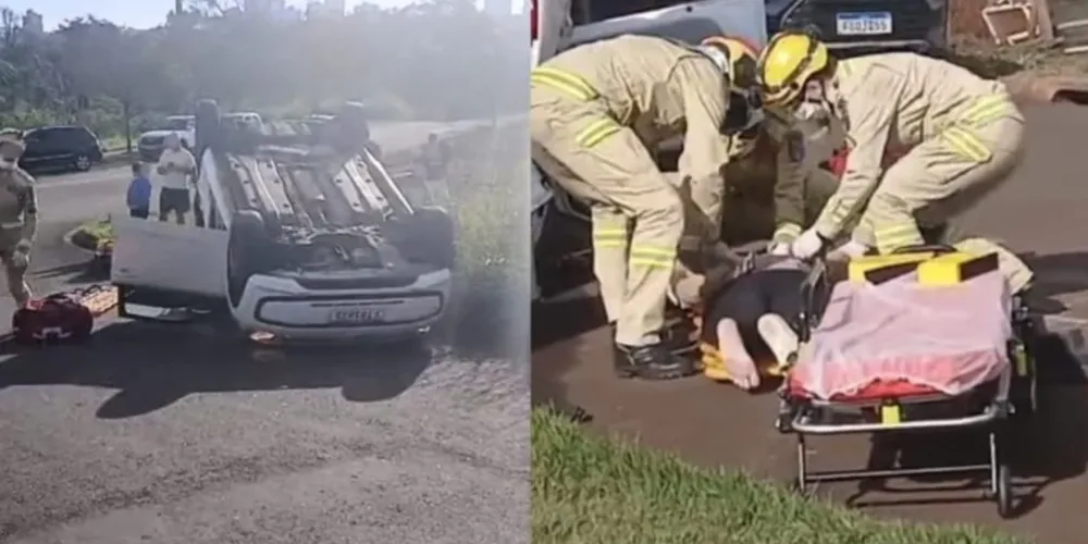 Bombeiros resgataram a motorista com técnicas especiais de salvamento