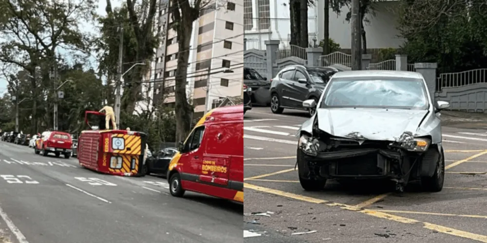 Ambulância estaria indo atender ocorrência quando tombou, no Água Verde