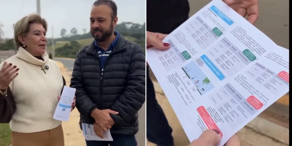 Prefeita Elizabeth divulga a cartilha ao lado do presidente do Iplan, Rafael Mansani