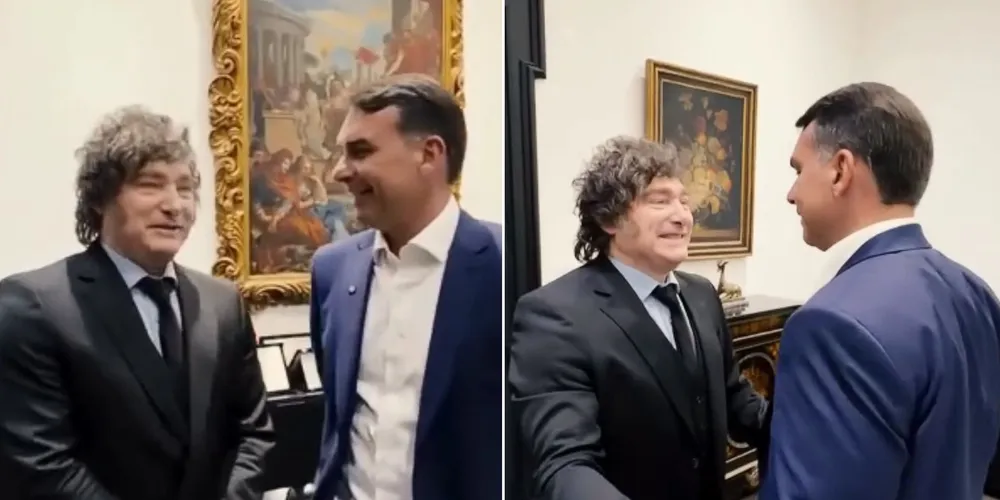 Javier Milei e Flávio Bolsonaro