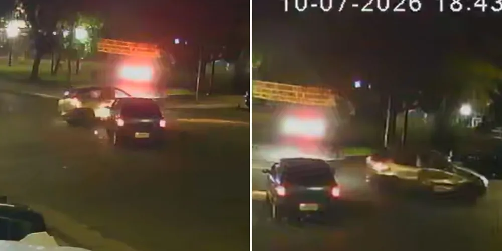 um casal trafegava pelo cruzamento quando foi surpreendido e atingido por outro veículo