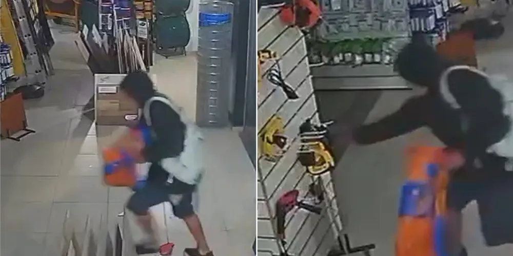 Imagens do sistema de monitoramento flagraram o momento em que o indivíduo atirou uma pedra contra o vidro da fachada