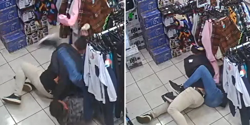 Os dois entraram em luta corporal, e o proprietário conseguiu reter o homem com o apoio de um funcionário