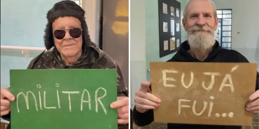Na gravação, os idosos aparecem segurando pequenas lousas com as profissões e atividades que exerceram ao longo da vida