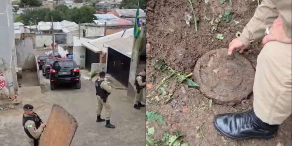 Durante a operação, os policiais encontraram uma grande quantidade de drogas escondida dentro de um tonel que estava enterrado em um terreno