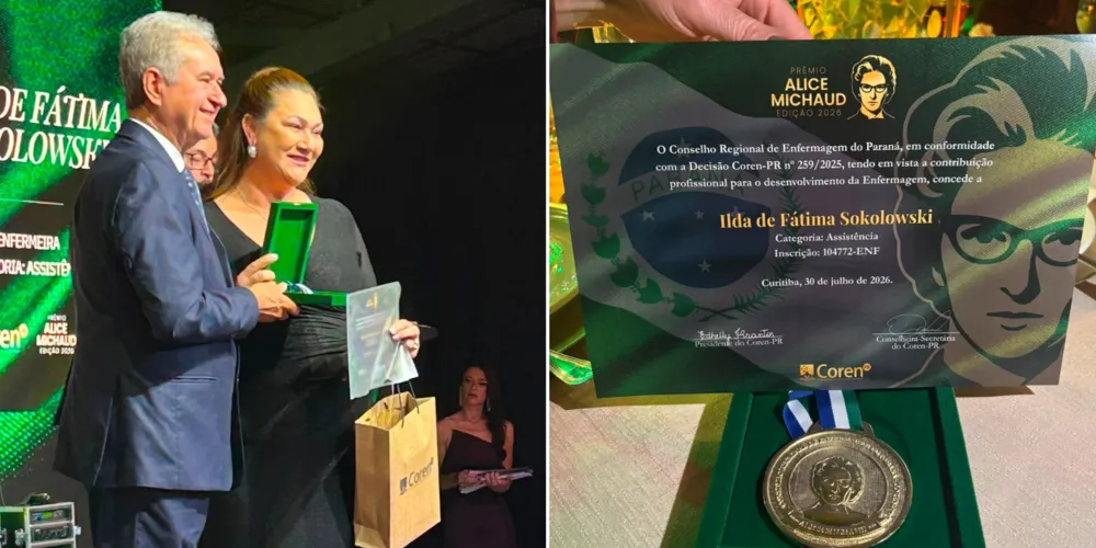 Prêmio foi recebido pela enfermeira Ilda de Fátima Sokolowski