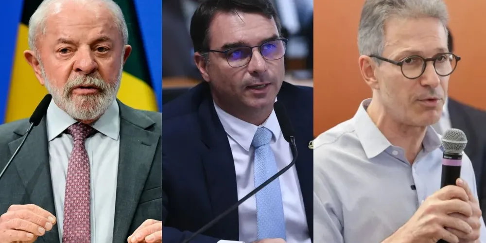 Luiz Inácio Lula da Silva (PT), Flávio Bolsonaro (PL) e Romeu Zema (Novo)