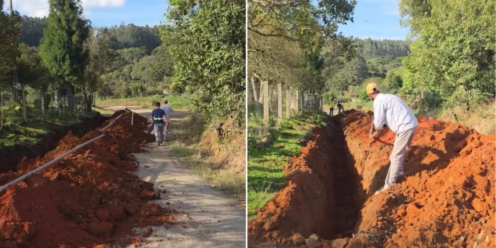 Obras de instalação da rede de água tratada