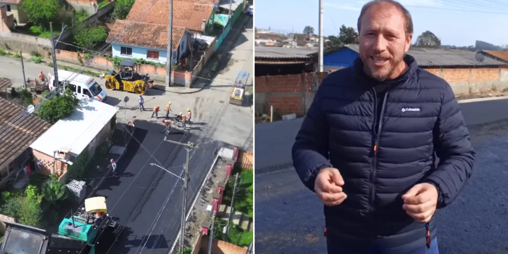 O prefeito de Rebouças, Laercio Cipriano, acompanhou o início das obras