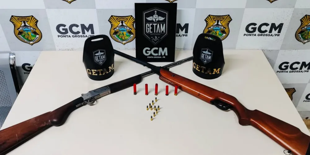 As armas e munições foram apreendidas