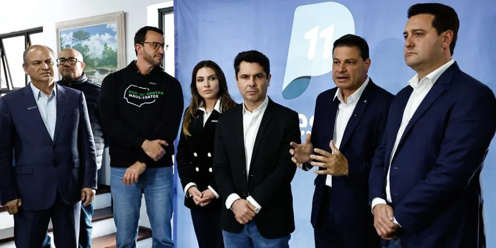 O governador Ratinho Junior, presente no evento que garantiu o apoio da federação a Sandro Alex na corrida eleitoral