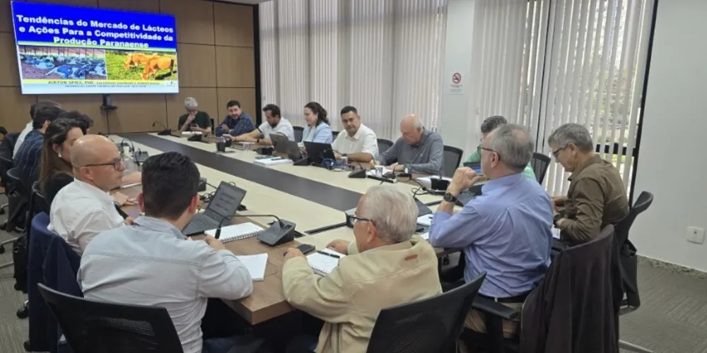 Representantes do setor produtivo, cooperativas, indústrias e órgãos governamentais reunidos na sede do Sistema Ocepar, em Curitiba, durante os debates da 2ª reunião do Grupo Técnico do PDCPL
