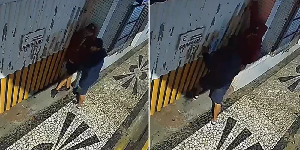 Homens usam força para tentar abrir portão