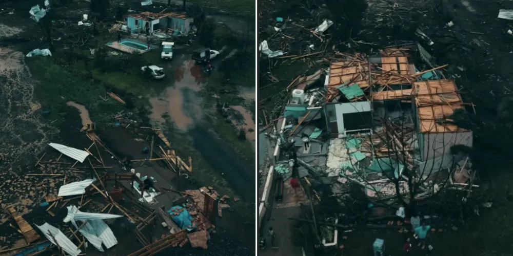 Imagens foram registradas após passagem do tornado