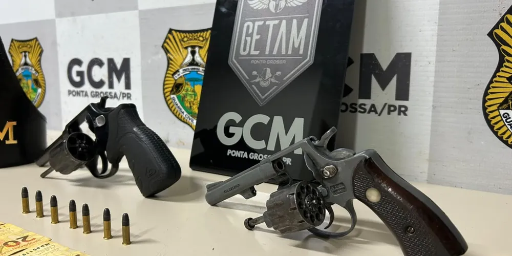 Ao efetuarem uma busca no veículo, as equipes do GETAM encontraram duas armas no carro