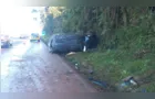 Mulher fica ferida após capotamento na PRC-466, em Turvo