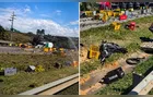 Motociclista morre e caminhoneiro fica ferido após carreta tombar em Cabreúva