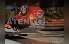 Duas mulheres saem ilesas de capotamento após desviar de moto em Telêmaco Borba