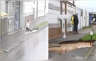 Vídeo mostra mulher caindo em cratera ao verificar buraco na frente de casa na RMC