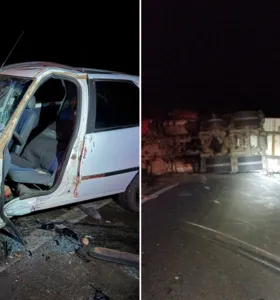 O motorista do Palio ficou em estado grave, foi socorrido e encaminhado ao Hospital de Telêmaco Borba