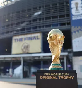 Troféu da Copa do Mundo no MetLife Stadium, em Nova Jersey