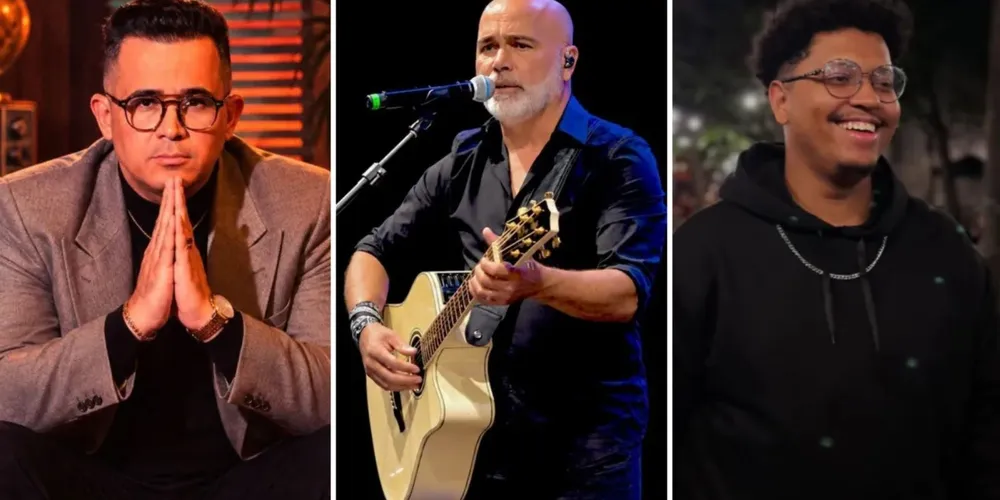 Empresário Bruno Avelar, cantor sertanejo Rick, da dupla Rick e Renner e o videomaker Paulo Soares