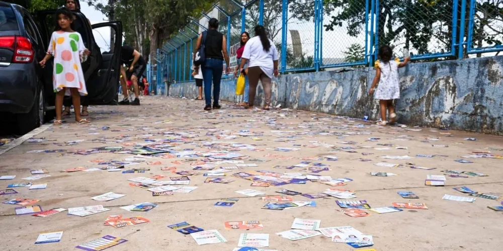 Ela informou aos policiais que receberia R$ 100 pela entrega do material de campanha