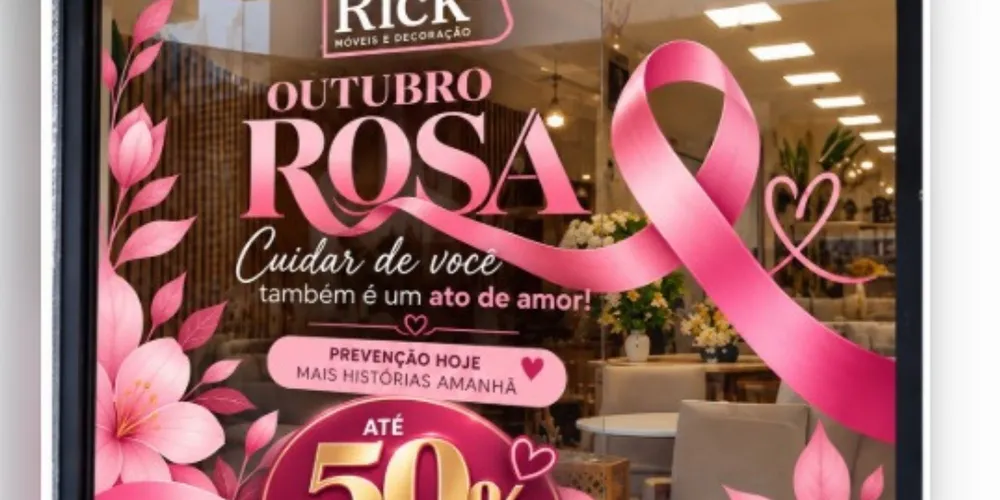 Com o Outubro Rosa, a campanha de 50% de desconto em toda a loja ganha um novo propósito