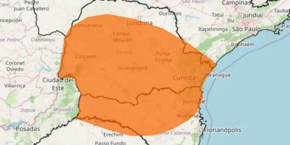Aviso tem início à 00h desta terça (13) e é válido até o final do dia, às 23h59