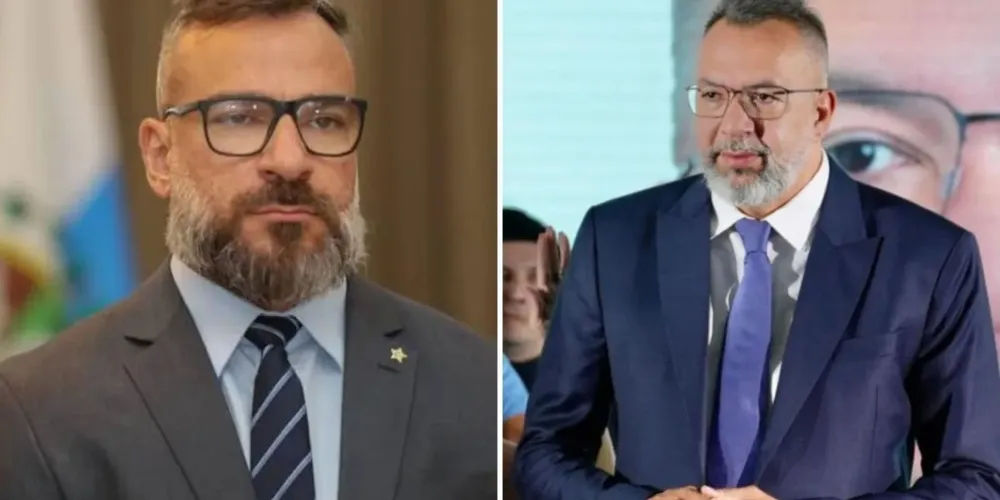 O delegado e ex-secretário da Polícia Civil do Rio de Janeiro, Marcus Amim, e o ex-prefeito de Belford Roxo e presidente do União Brasil do RJ, Márcio Canella