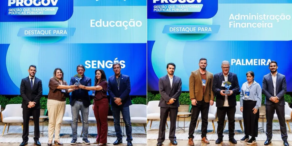Os prefeitos Gerson Nunes e Altamir Sanson estiveram presentes na premiação