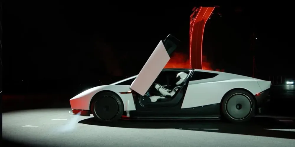 Tesla roadster em demonstração