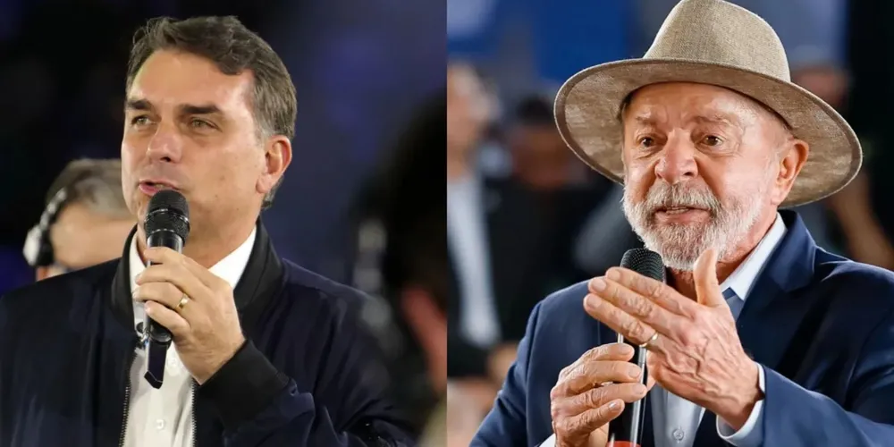 O senador Flávio Bolsonaro (PL-RJ) e o presidente Luiz Inácio Lula da Silva (PT)