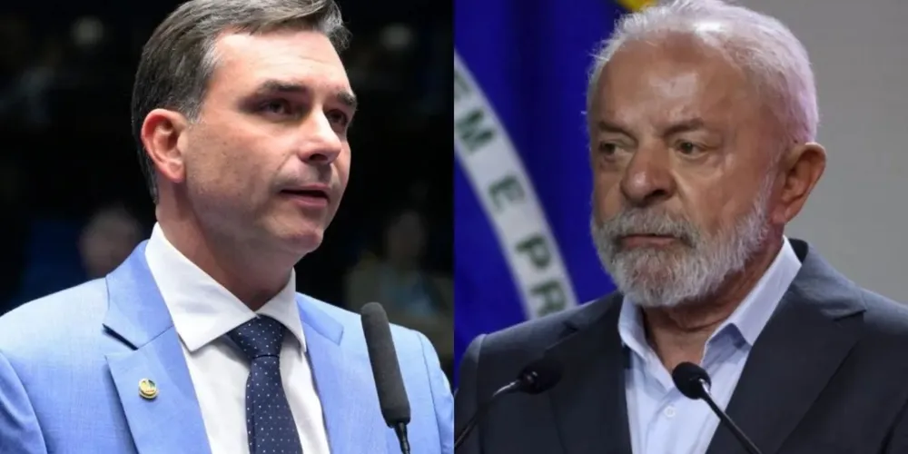 O senador Flávio Bolsonaro (PL-RJ) e o presidente Luiz Inácio Lula da Silva (PT)