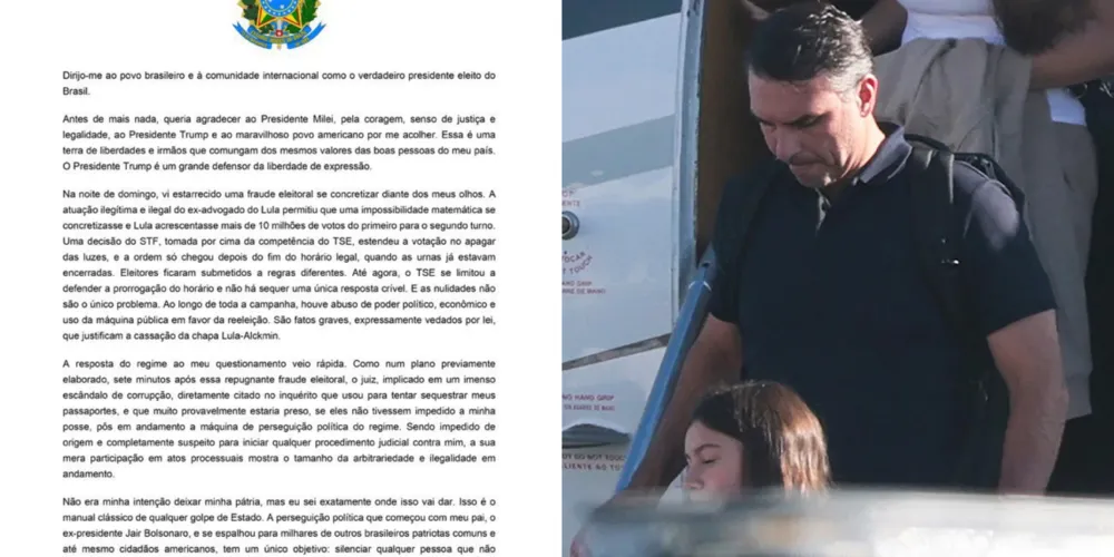 Carta de Flávio Bolsonaro foi divulgada nesta quarta-feira (28)