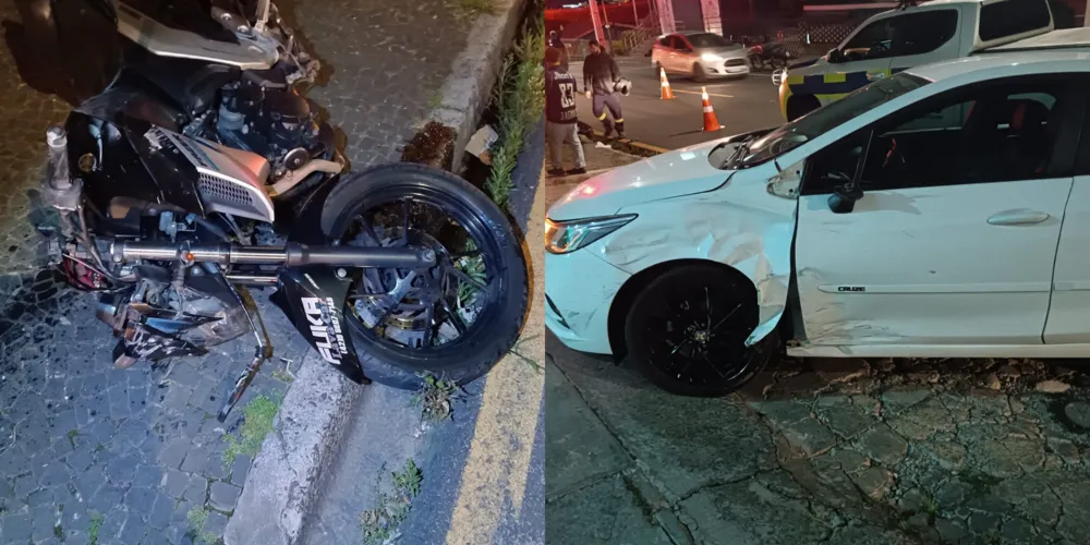 Com o impacto, a jovem caiu sobre o passeio e sofreu ferimentos, com suspeita de fratura no tornozelo