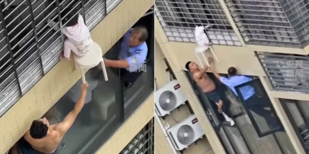 Moradores e funcionários da segurança tentaram evitar a queda.