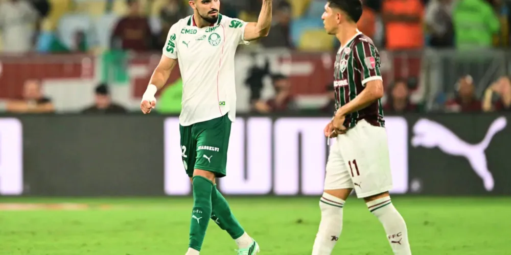 Flaco López comemora gol em Fluminense x Palmeiras, jogo de ida da semifinal da Libertadores, no Maracanã