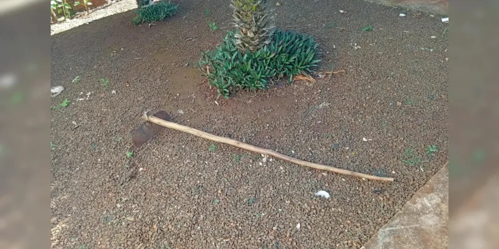 O homem usou uma enxada para ameaçar a filha