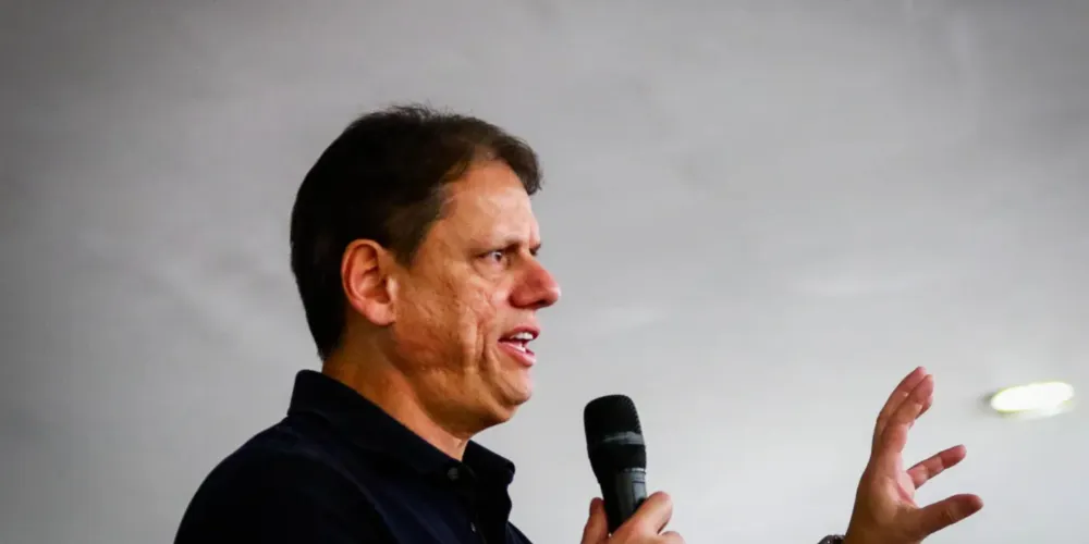 O governador de São Paulo e candidato à reeleição, Tarcísio de Freitas (Republicanos)